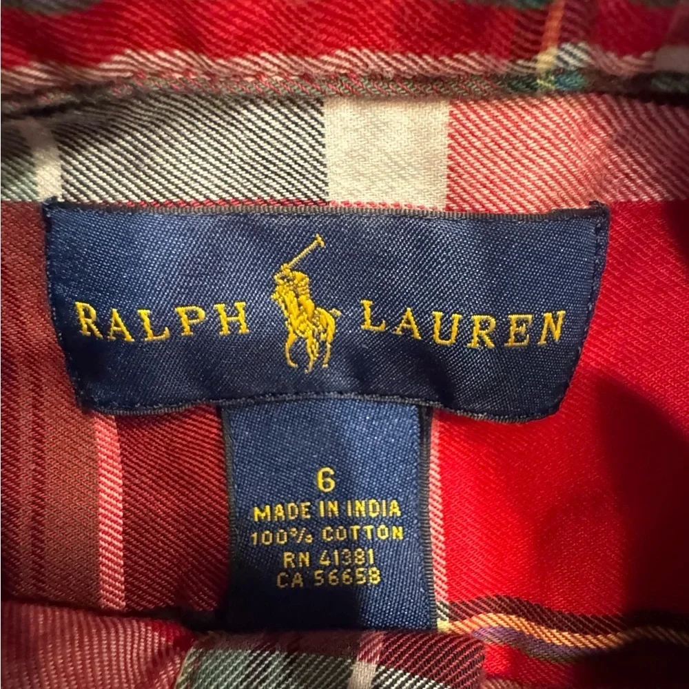 Ralph Lauren Boys Size 5 Red Plaid Button Down Shirt